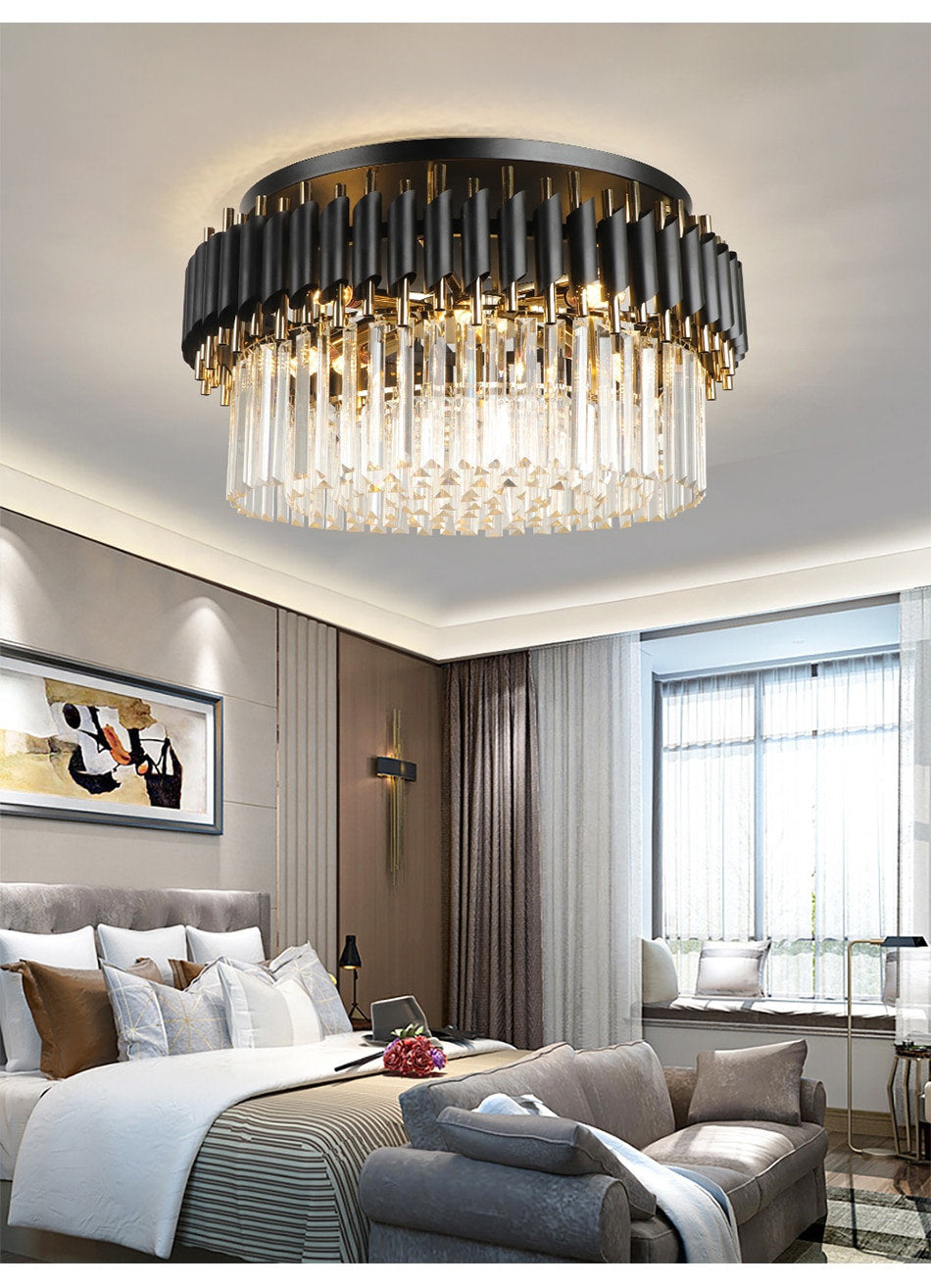 Ceriale | Grand Black Modern Crystal Ceiling Chandelier, 31.5'', Non-Dimmable, Cool LightBy Miron Demid LLC
