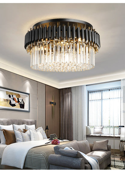 Ceriale | Grand Black Modern Crystal Ceiling Chandelier, 31.5'', Non-Dimmable, Cool LightBy Miron Demid LLC