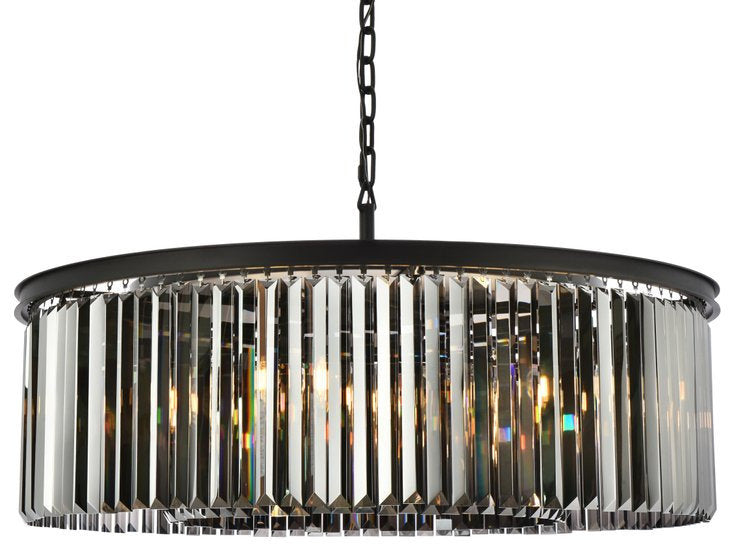 Elegant 1238G43MB-SS/RC Sydney 10-Light Matte Black Chandelier Silver ShadeBy Elegant Furniture & Lighting