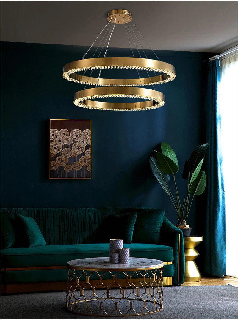 Morges | Gold Crystal Round Chandelier, 31.5*23.6"By Miron Demid LLC