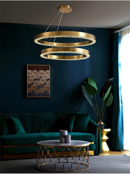 Morges | Gold Crystal Round Chandelier, 31.5*23.6"By Miron Demid LLC