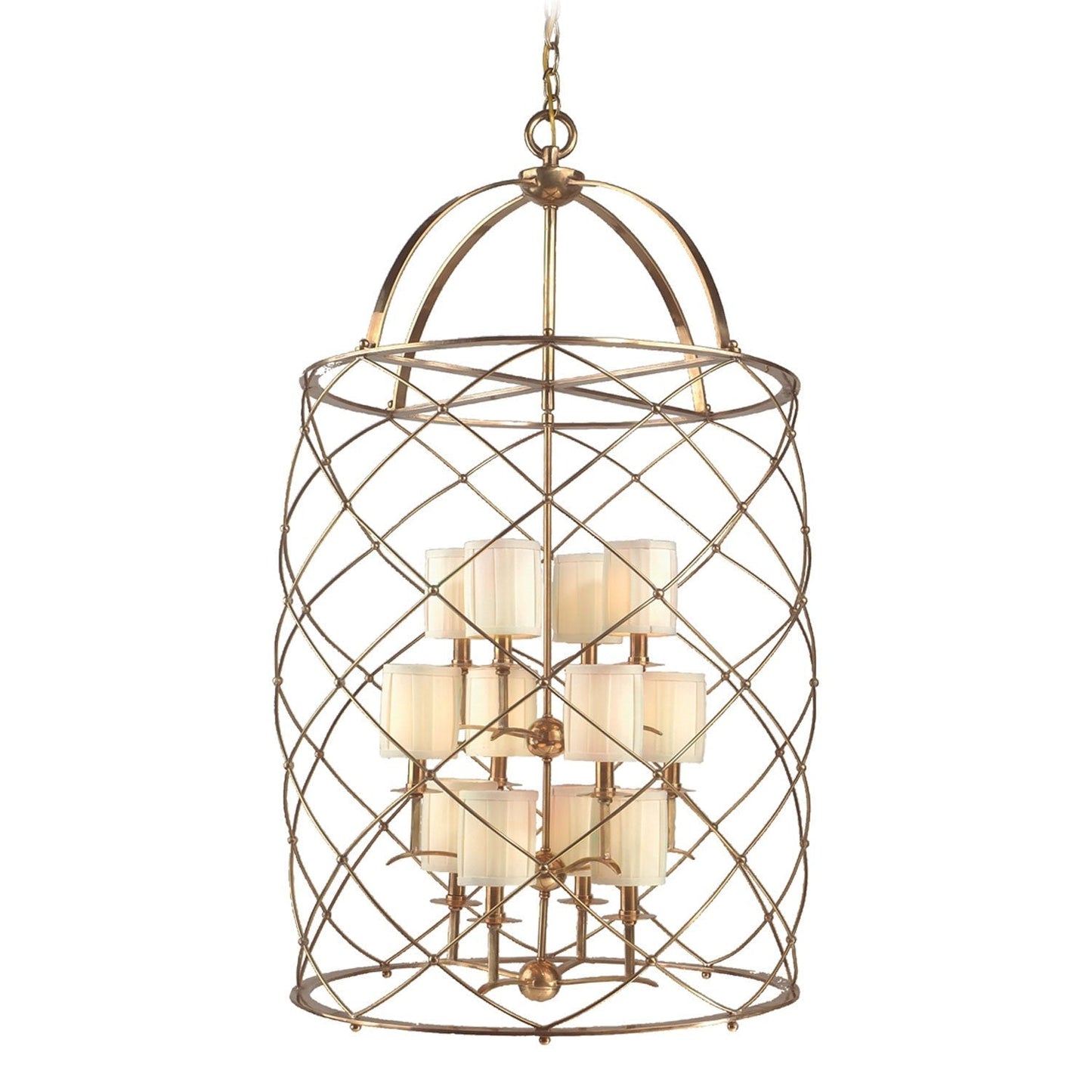 Aged Brass Twelve-Light Chandelier