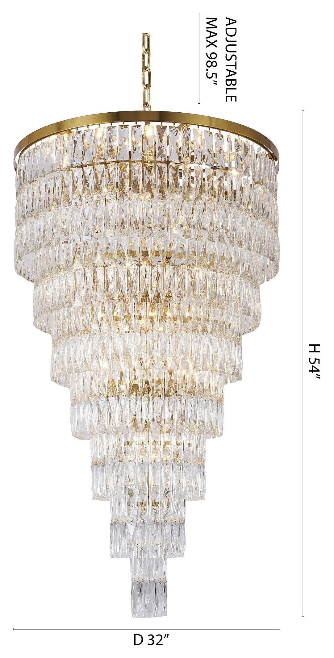 32"D 39-Light Gold Crystal ChandelierBy Design Living