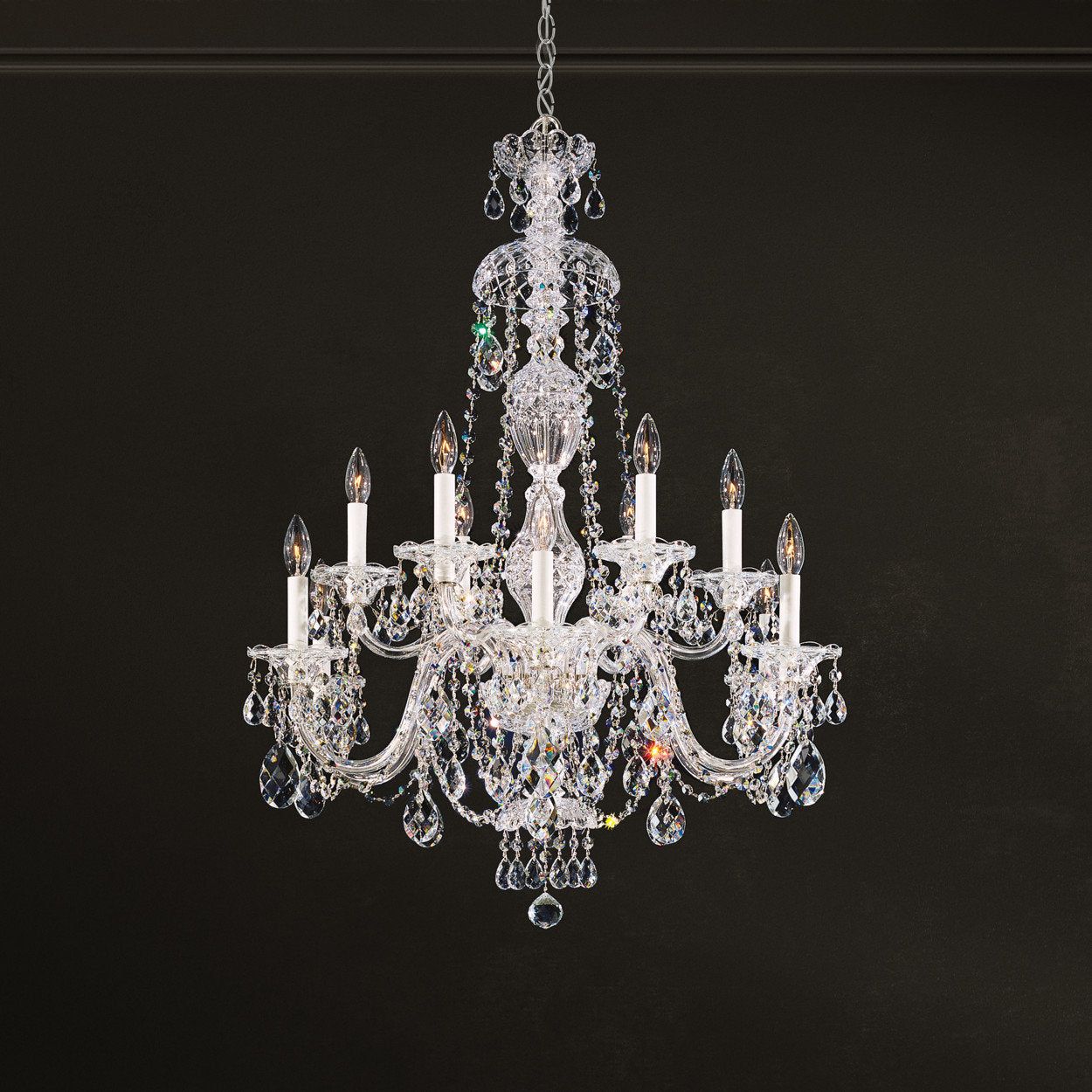 Schonbek 2997-40S 12 Light Crystal Chandelier, Polished SilverBy Schonbek