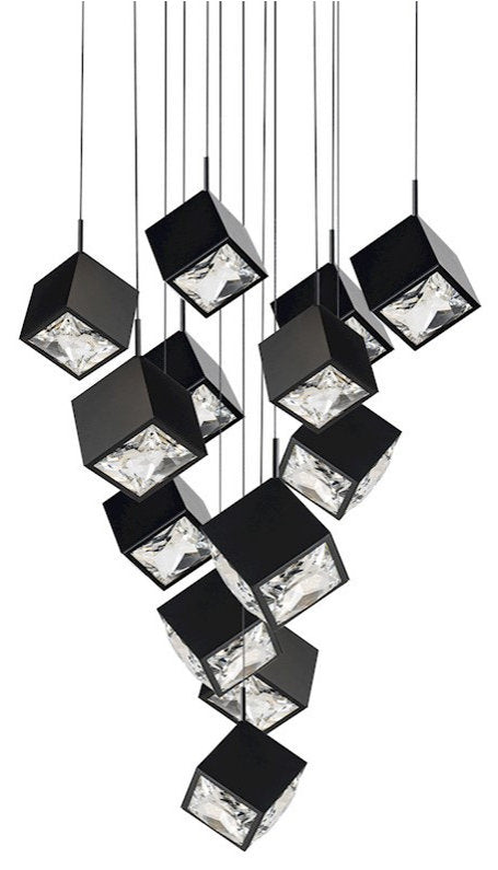 dweLED Ice Cube 13-Light Square Multi LED Pendant 27-30-35-40K, BlackBy WAC Lighting