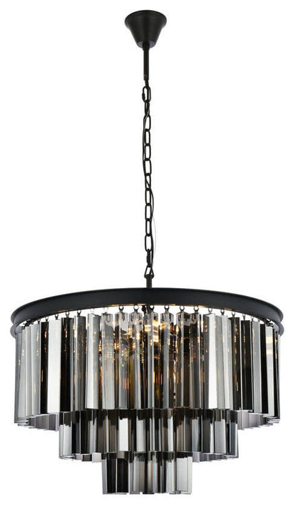 Elegant Lighting 1201D26-SS/RC Sydney 9 Light 26"W Crystal - Polished NickelBy Elegant Furniture & Lighting