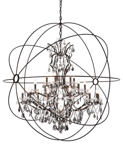 Elegant 1130G60DB-SS/RC Geneva 25-Light Dark Bronze Chandelier Silver ShadeBy Elegant Furniture & Lighting