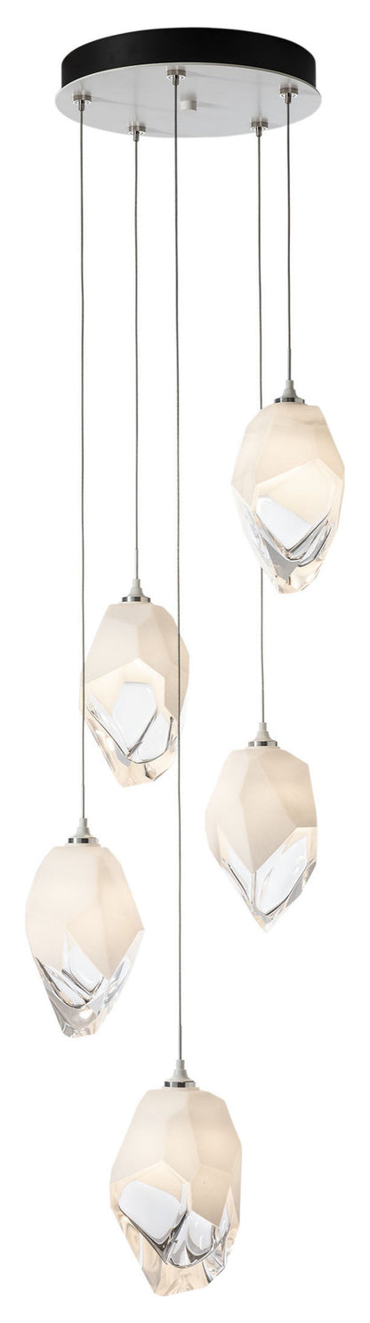 Chrysalis 5-Light Large Crystal Pendant White Finish- Long, White CrystalBy Hubbardton Forge