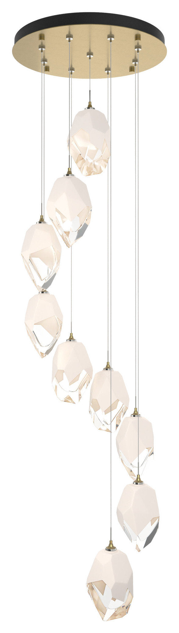 Chrysalis 9-Light Large Crystal Pendant Modern Brass White Crystal LongBy Hubbardton Forge