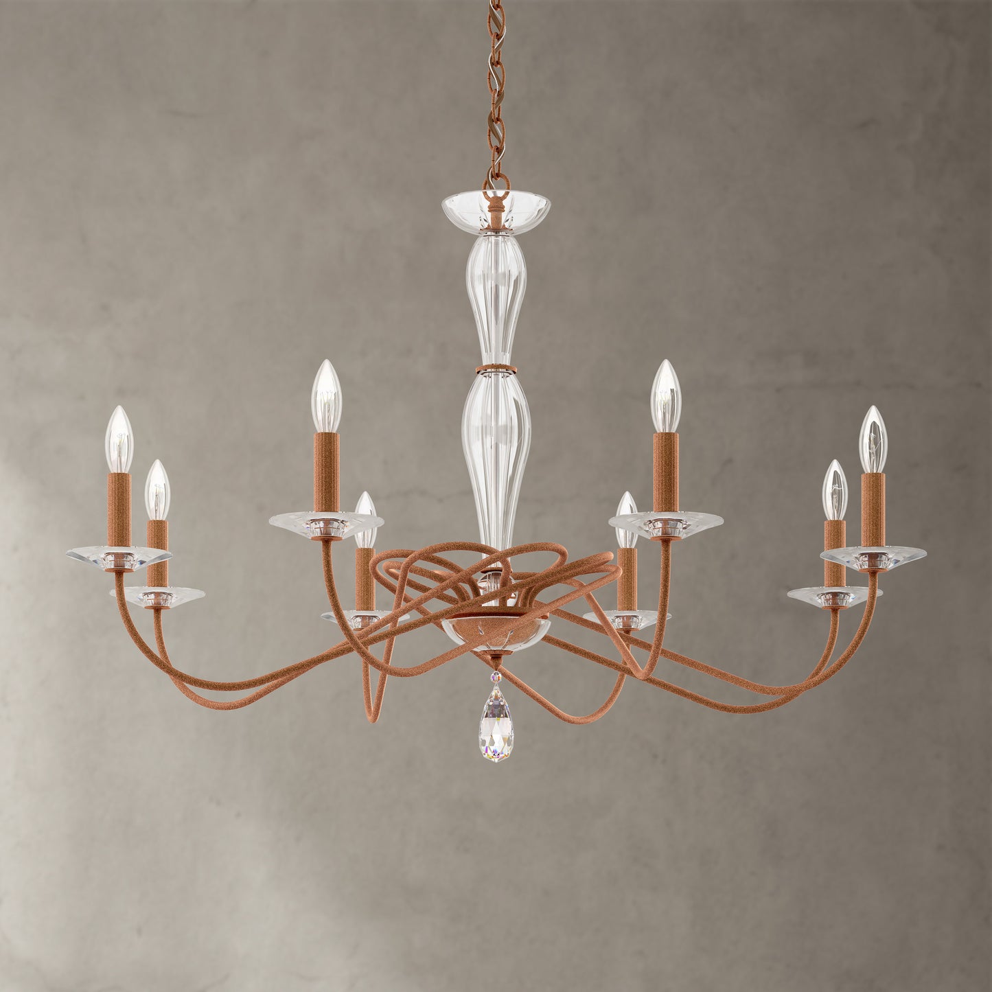 Schonbek Vx1008N-800H 8 Light Crystal Chandelier, Corten SteelBy Schonbek
