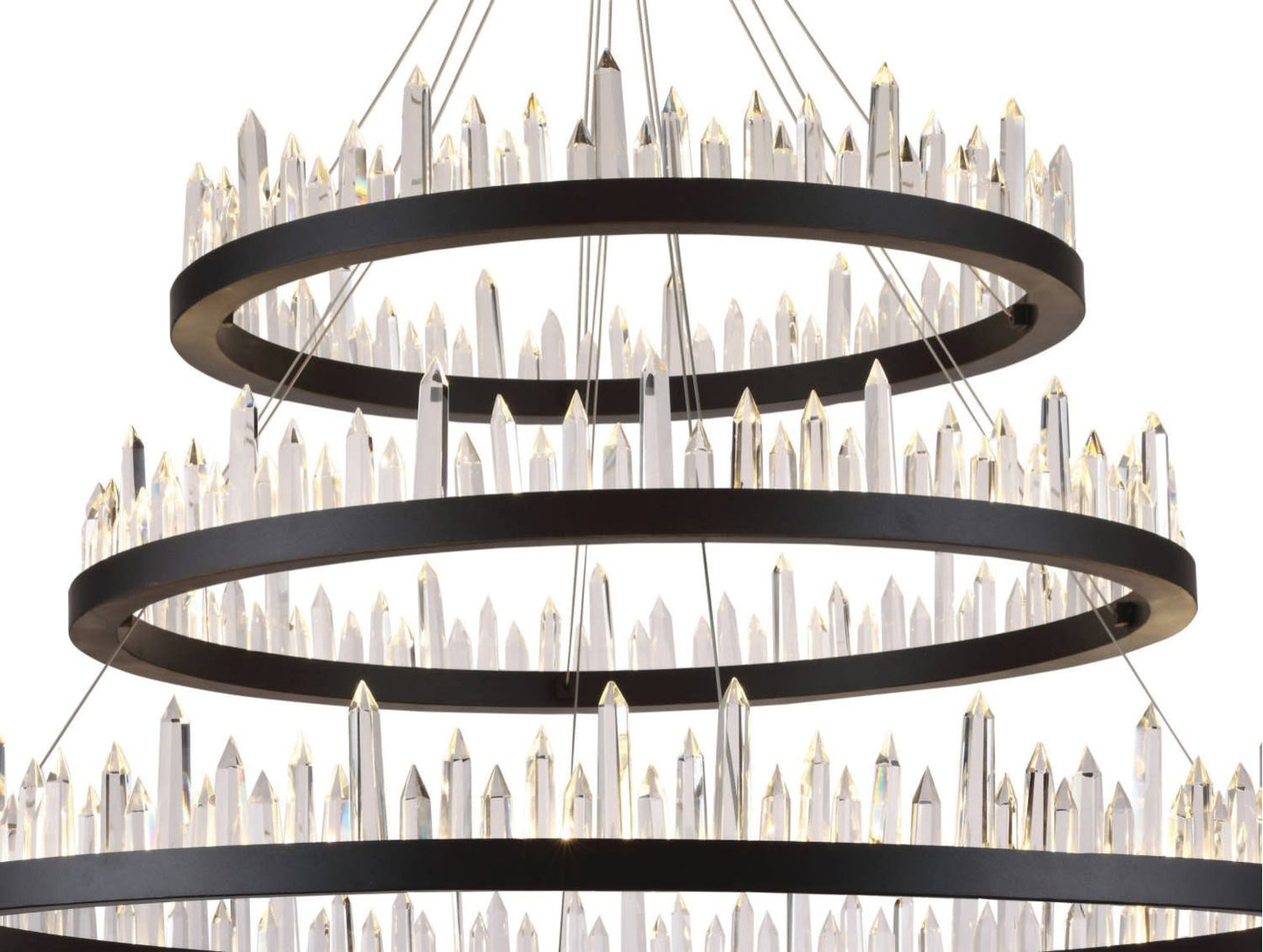 Elegant Lighting 1705G3L Malta 3 Light 42"W LED Crystal Ring - Satin Dark GreyBy Elegant Furniture & Lighting