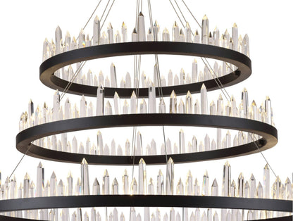 Elegant Lighting 1705G3L Malta 3 Light 42"W LED Crystal Ring - Satin Dark GreyBy Elegant Furniture & Lighting