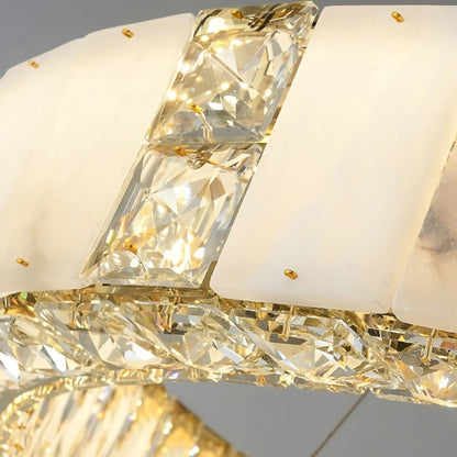 Natural Marble & Crystal Chandelier, 40"By MORSALE