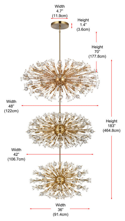 Elegant Lighting 50" Three Tiers Crystal Starburst ChandelierBy Elegant Furniture & Lighting