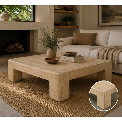 55" Square Ravello Coffee Table Weathered Warm Wood Tone