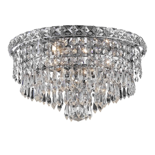 Chrome Four-Light 14-Inch Flush Mount with Royal Cut Clear Crystal