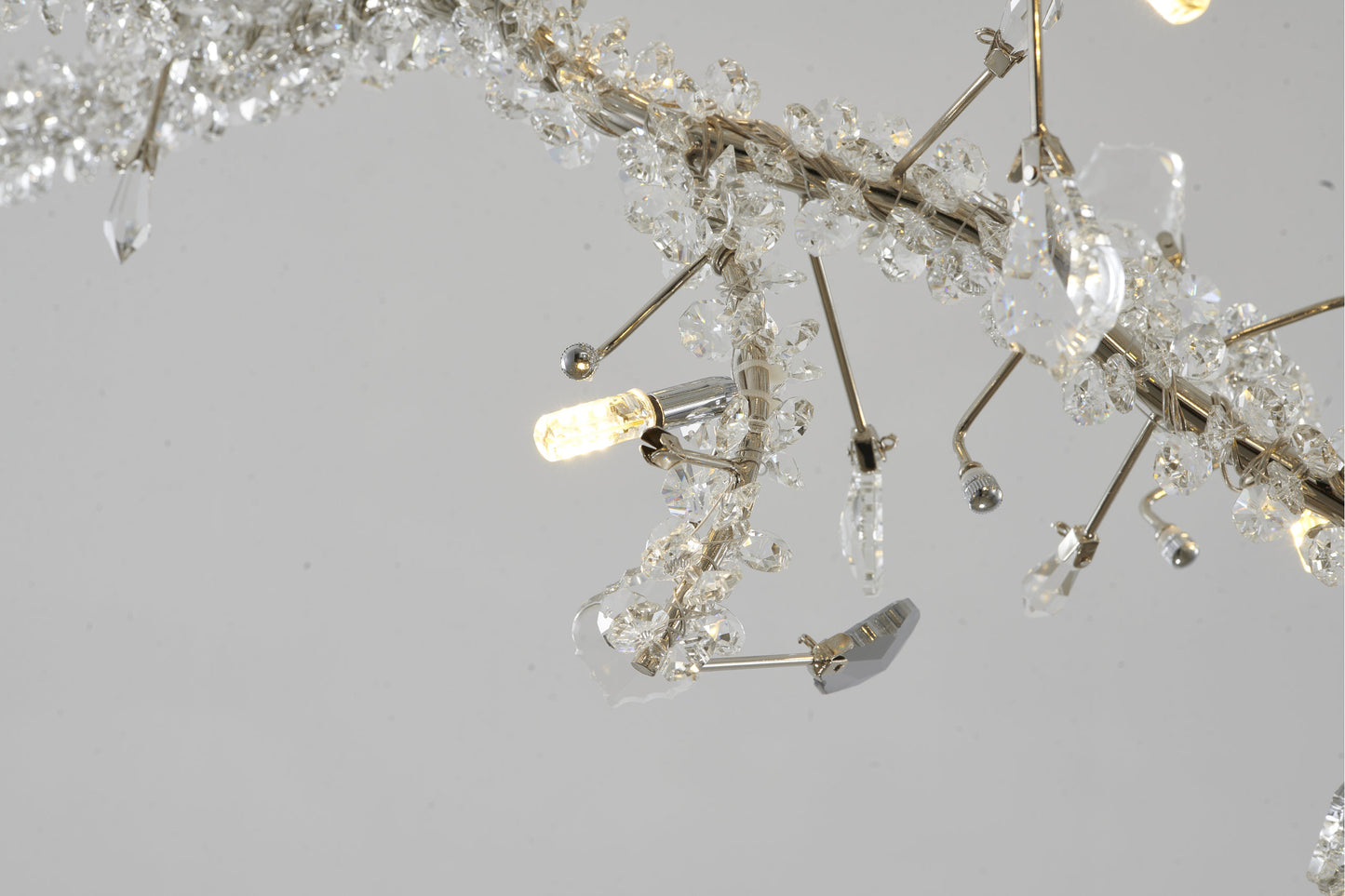 Smoke and Clear Crystal Branch Light Fixture With Clear Beaded Crystal BranchesBy Design Living