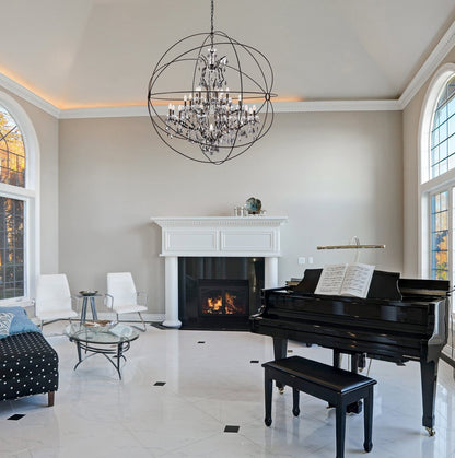 Elegant 1130G60DB-SS/RC Geneva 25-Light Dark Bronze Chandelier Silver ShadeBy Elegant Furniture & Lighting