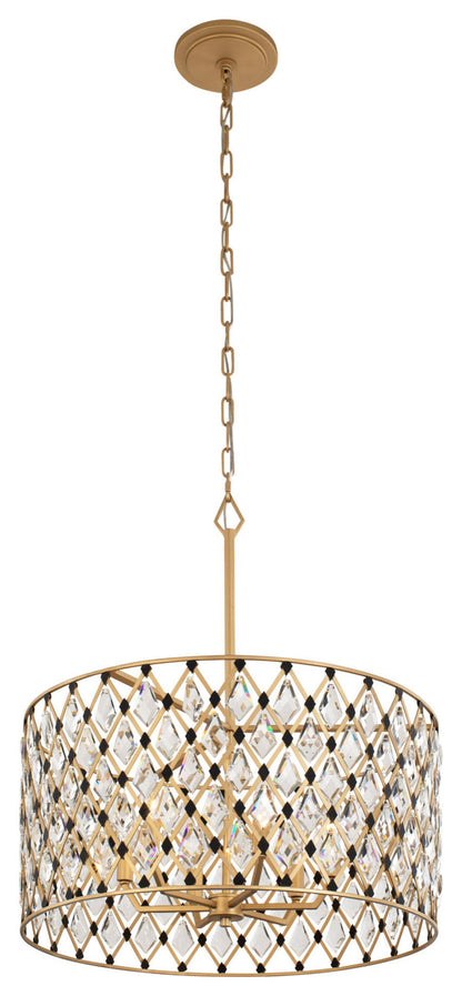 Windsor 6-Lt Crystal Pendant - French Gold/Matte BlackBy Varaluz