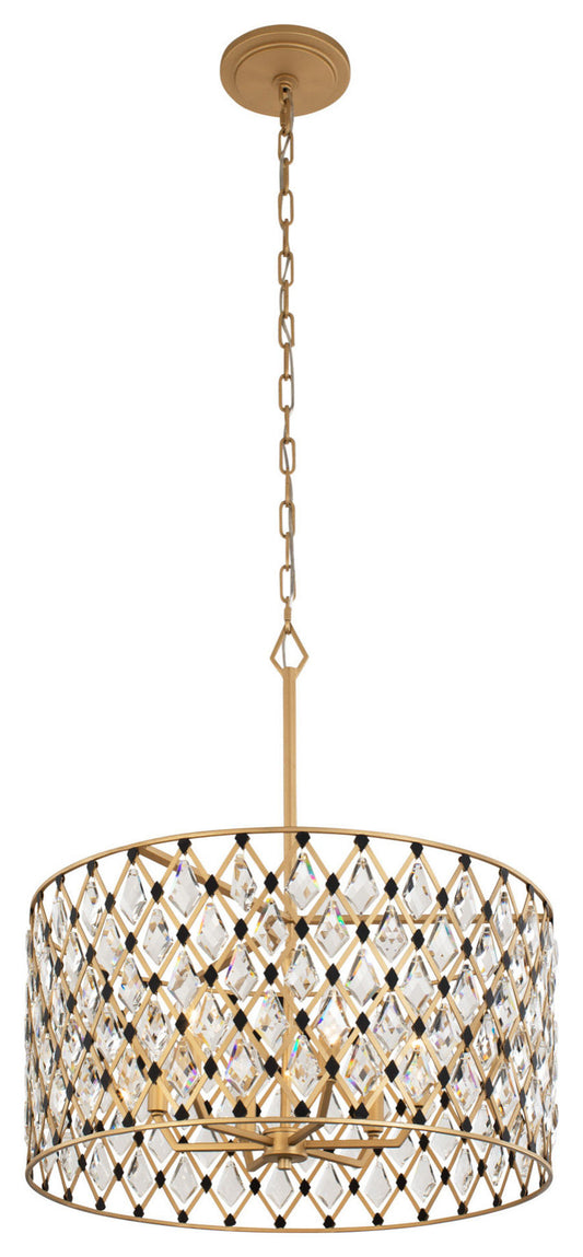Windsor 6-Lt Crystal Pendant - French Gold/Matte BlackBy Varaluz
