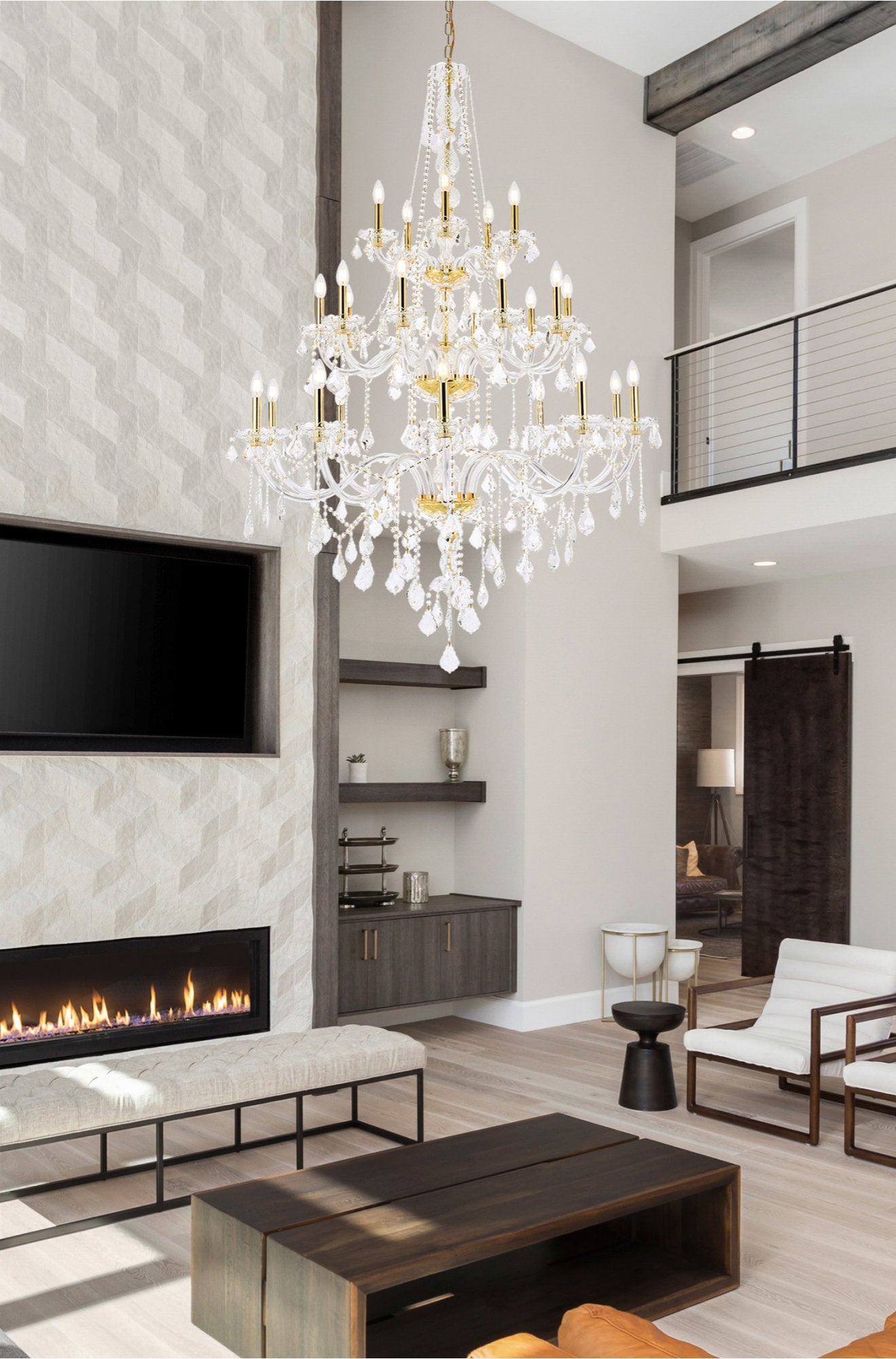 Elegant Lighting V7825G43/RC Verona 25 Light 43"W Crystal - GoldBy Elegant Furniture & Lighting