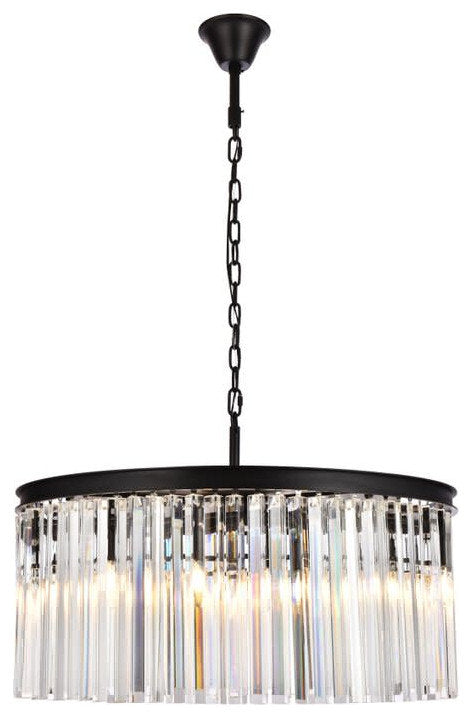 Elegant Lighting 1208D31/RC Sydney 8 Light 32"W Crystal Drum - Matte BlackBy Elegant Furniture & Lighting