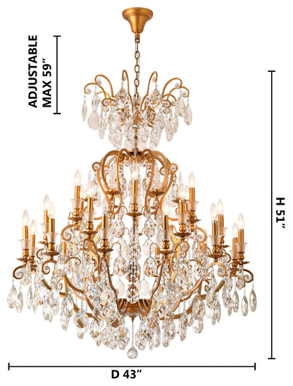 Brass Metal Chandelier With Clear CrystalsBy Design Living