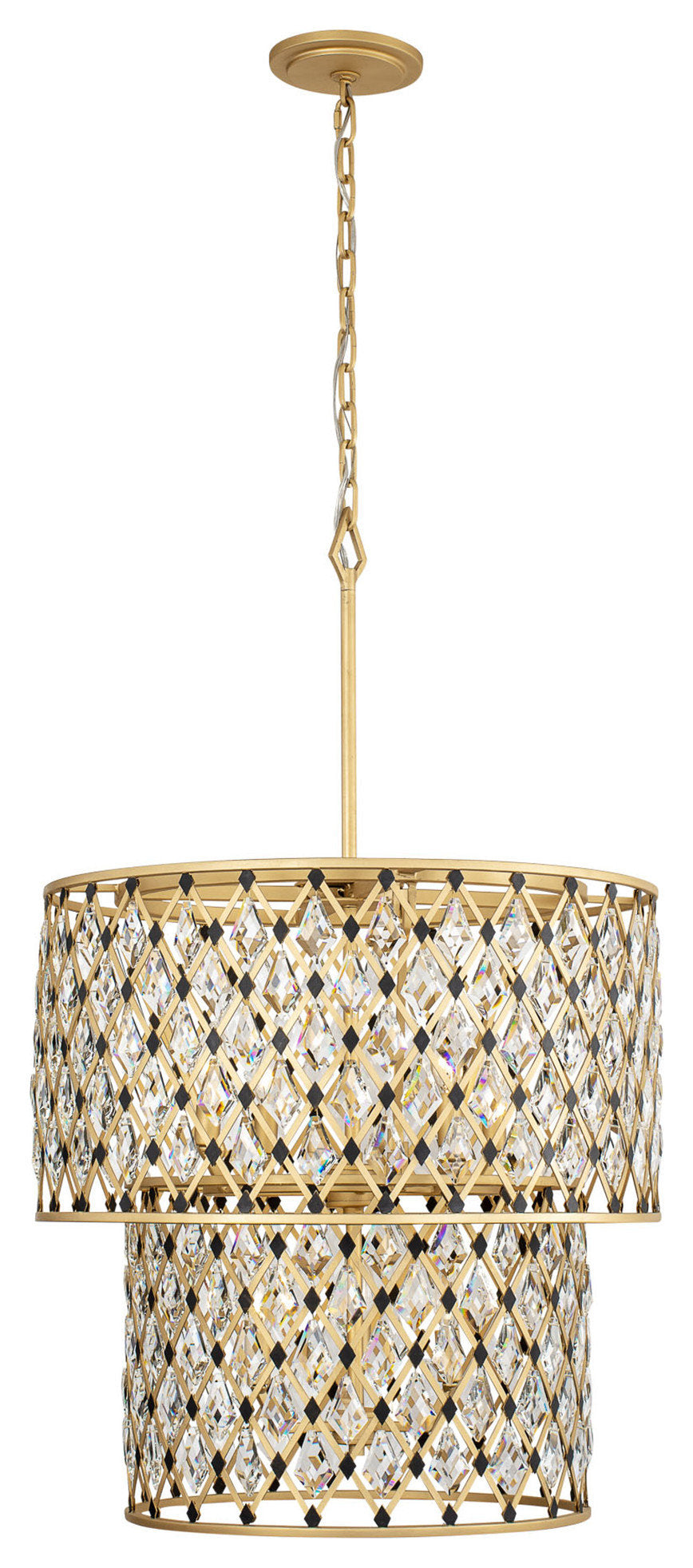 Windsor 7-Lt 2-Tier Crystal Chandelier - French Gold/Matte BlackBy Varaluz