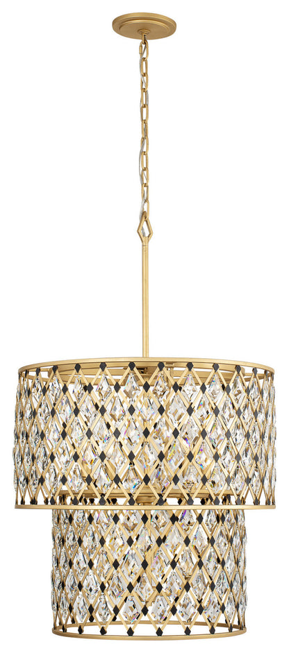 Windsor 7-Lt 2-Tier Crystal Chandelier - French Gold/Matte BlackBy Varaluz