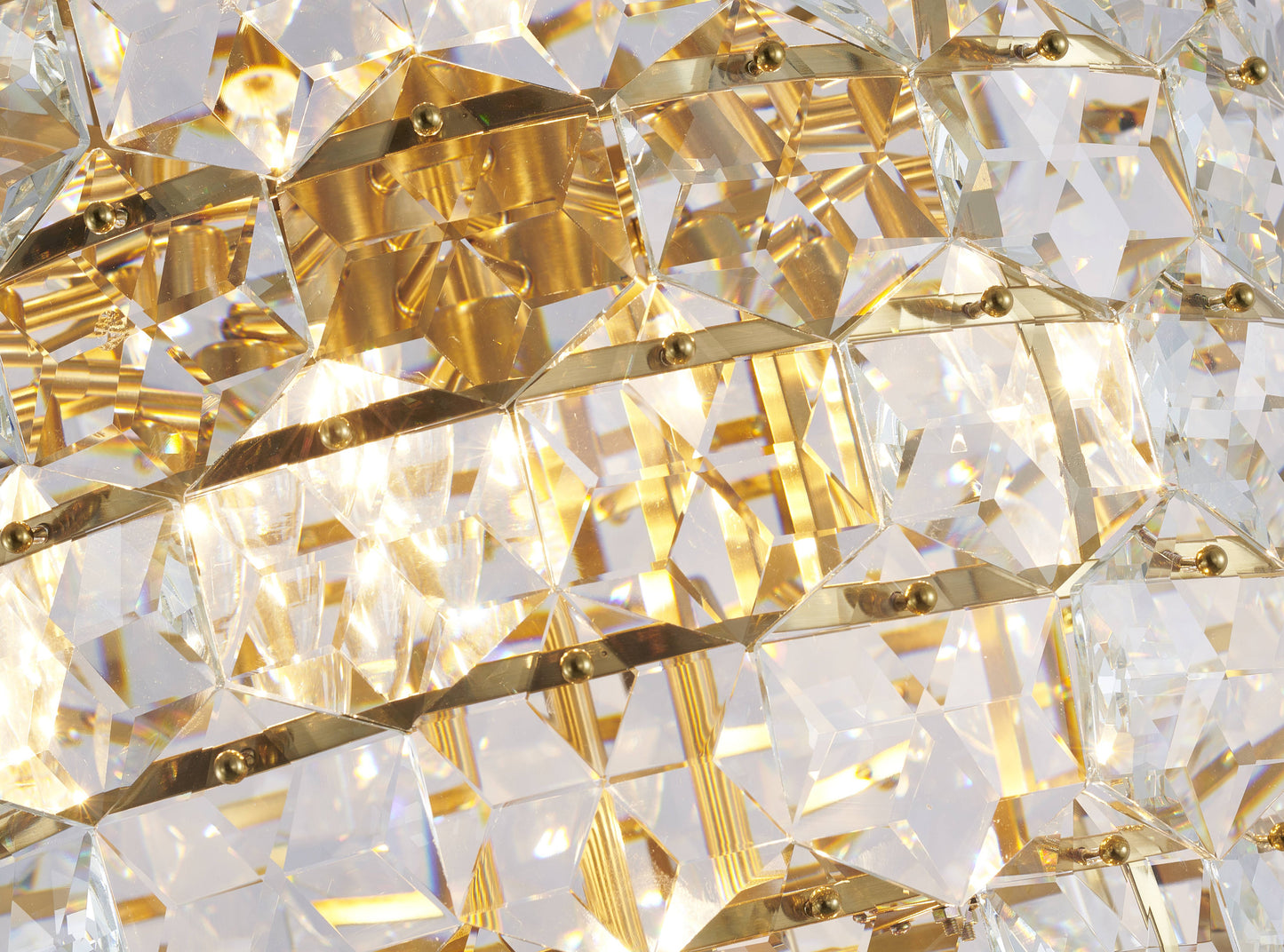 7 Tier Brass Frame Chandelier With Clear Hanging CrystalsBy Design Living