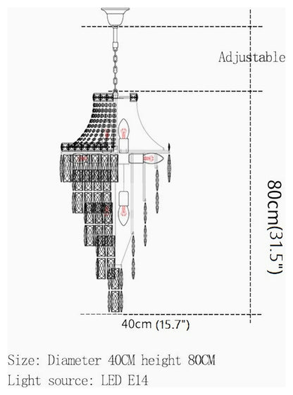 La Croix-sur-Roudoule | Duplex Spiral Crystal Stairway Chandelier, Dia15.8"By Miron Demid LLC