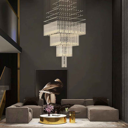 Tourrette-Levens | Modern Crystal LED Ceiling Chandelier with Square Base, 20 Lights, Cool LightBy Miron Demid LLC