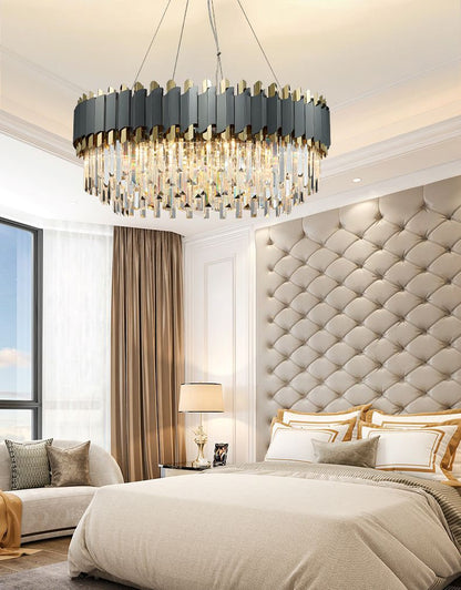 Alfianello | Creative Drum Crystal Hanging Lighting For Living Room, Dia31.5"By Miron Demid LLC