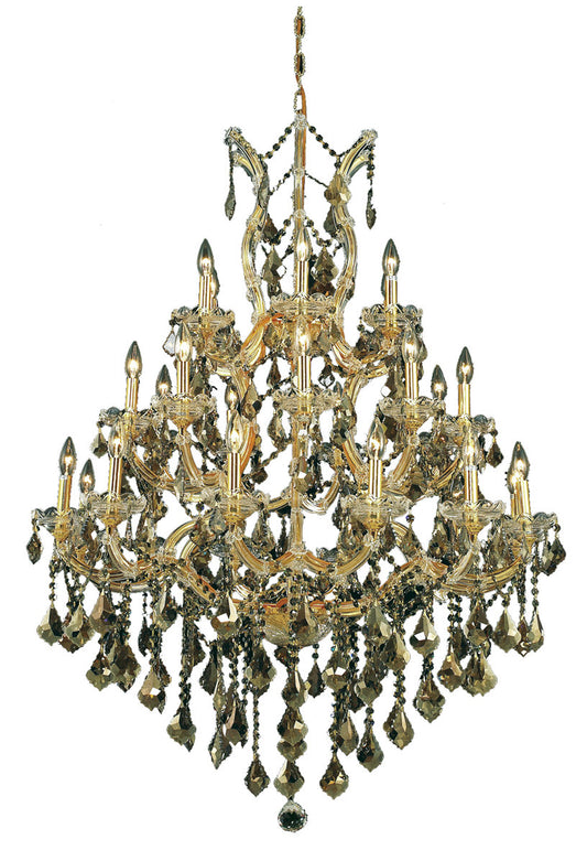 Maria Theresa 28-Light Chandelier, Gold With Smoky Royal Cut CrystalBy Elegant Furniture & Lighting