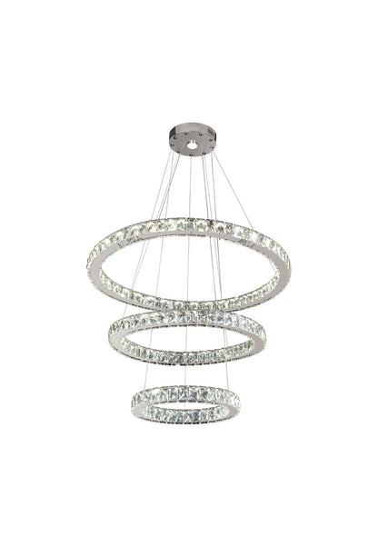 Triple Round Ring LED Clear Crystal Light Fixture, Chrome FrameBy Design Living