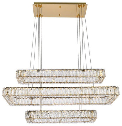 Elegant Lighting 3504G42L3 Monroe 42"W LED Crystal Linear - GoldBy Elegant Furniture & Lighting