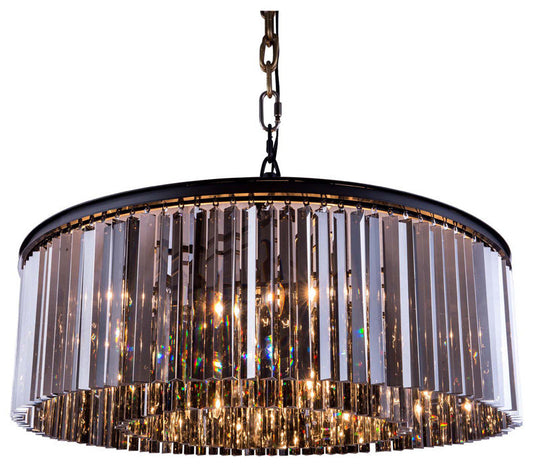 Sydney 10-Light Pendant, Matte Black With Grey Royal Cut CrystalBy Elegant Furniture & Lighting