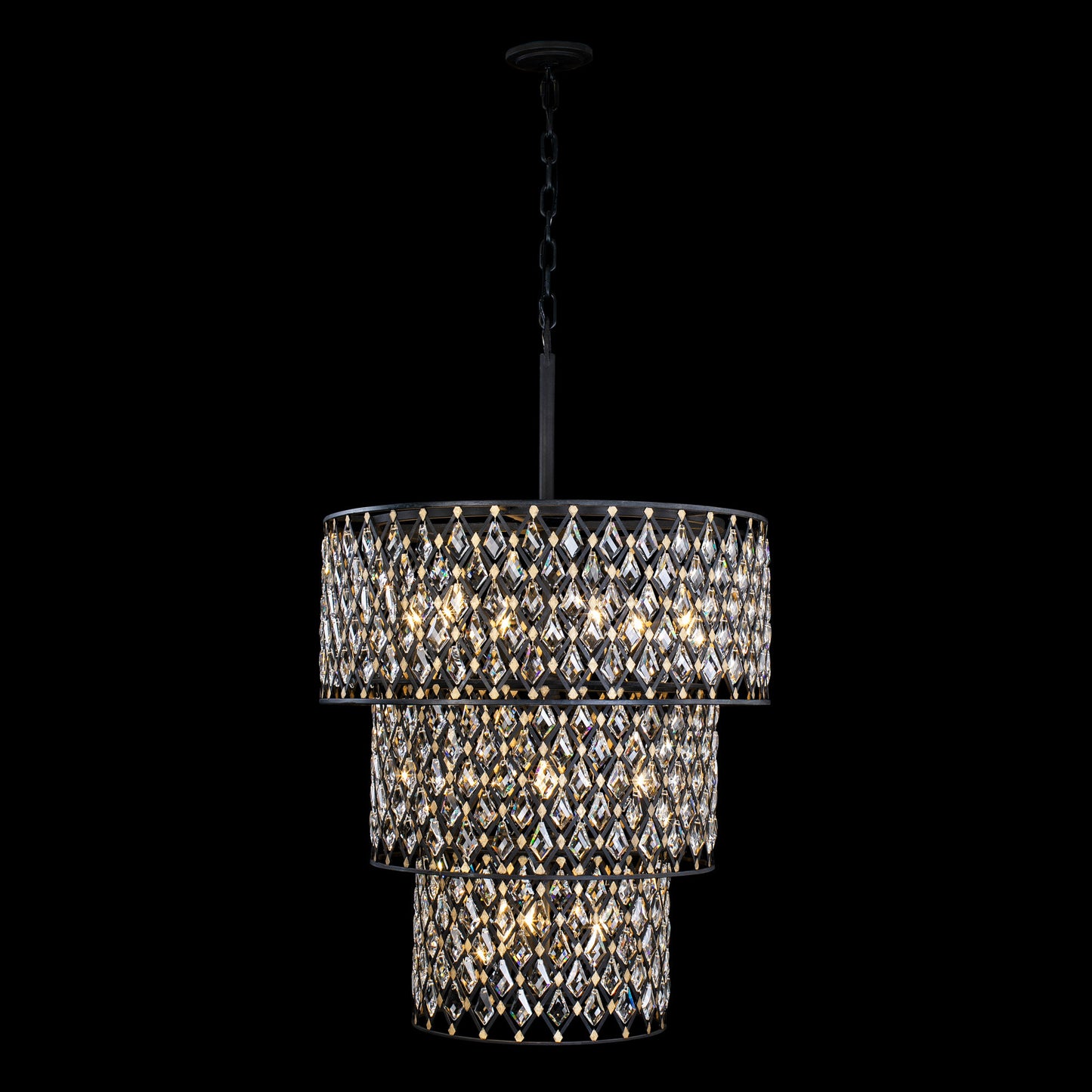 Windsor 13-Lt 3-Tier Crystal Chandelier - Carbon/Havana GoldBy Varaluz