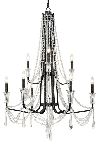 Varaluz 270C09 Barcelona 9 Light 35"W Crystal Chandelier - OnyxBy Varaluz