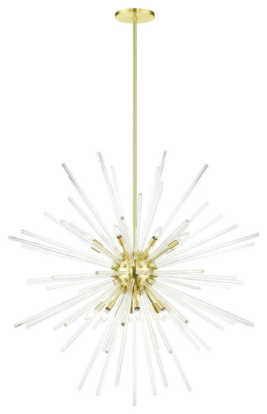 Mid Century Modern Sixteen Light Chandelier-Satin Brass Finish - ChandelierBy Bailey Street Home