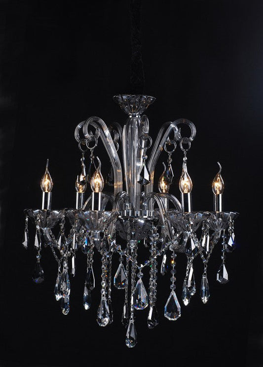Polished chrome 6 light traditional crystal chandelier