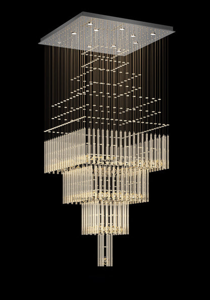 Tourrette-Levens | Modern Crystal LED Ceiling Chandelier with Square Base, 13 Lights, Cool LightBy Miron Demid LLC