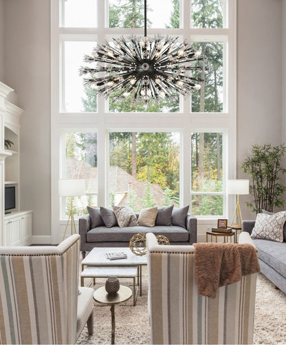 Elegant 2500D48BK Vera 48" Crystal Starburst Oval Pendant, BlackBy Elegant Furniture & Lighting