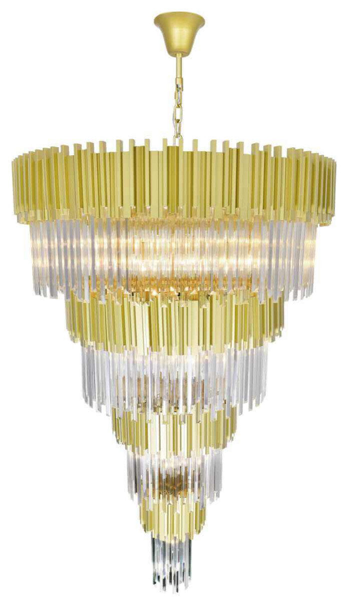 34 Light 40" Down Chandelier, Medallion Gold With Clear CrystalBy Crystallo Lighting