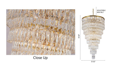 32"D 39-Light Gold Crystal ChandelierBy Design Living