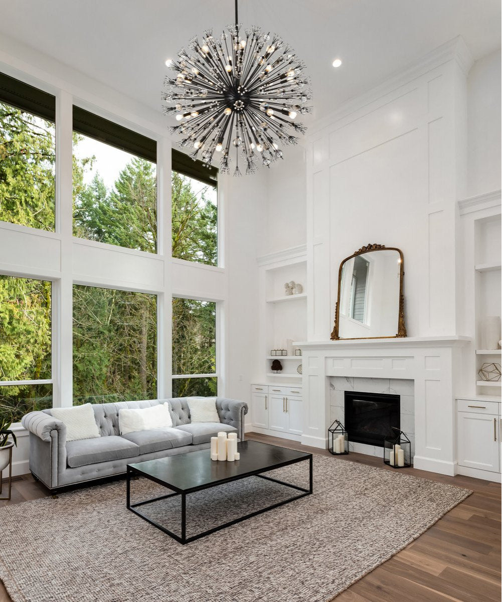 Elegant Lighting 2500D44BK Vera 44 inch crystal starburst round pendant in blackBy Elegant Furniture & Lighting