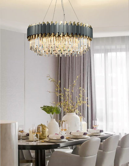 Alfianello | Creative Drum Crystal Hanging Lighting For Living Room, Dia31.5"By Miron Demid LLC