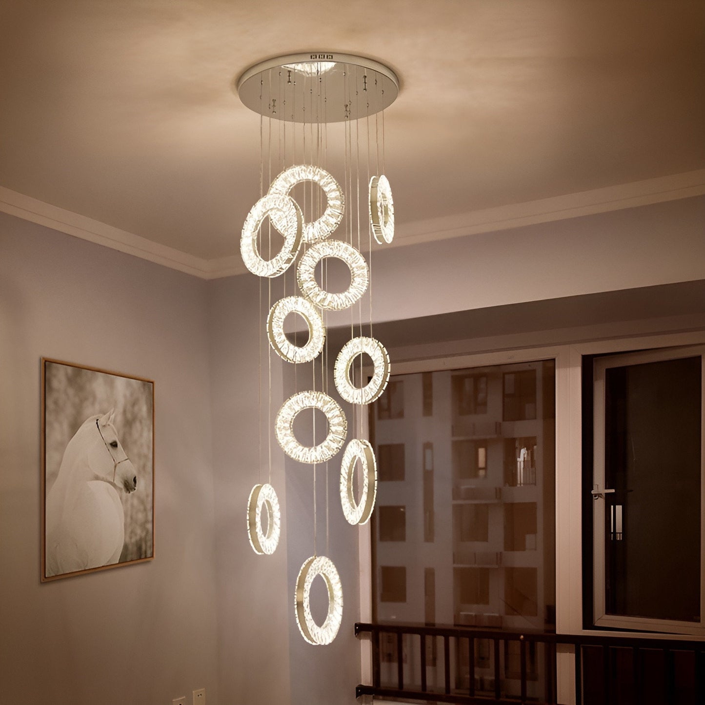 Baveno | Hanging Crystal Lighting for Staircase, 15 LightsBy Miron Demid LLC