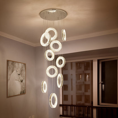 Baveno | Hanging Crystal Lighting for Staircase, 15 LightsBy Miron Demid LLC