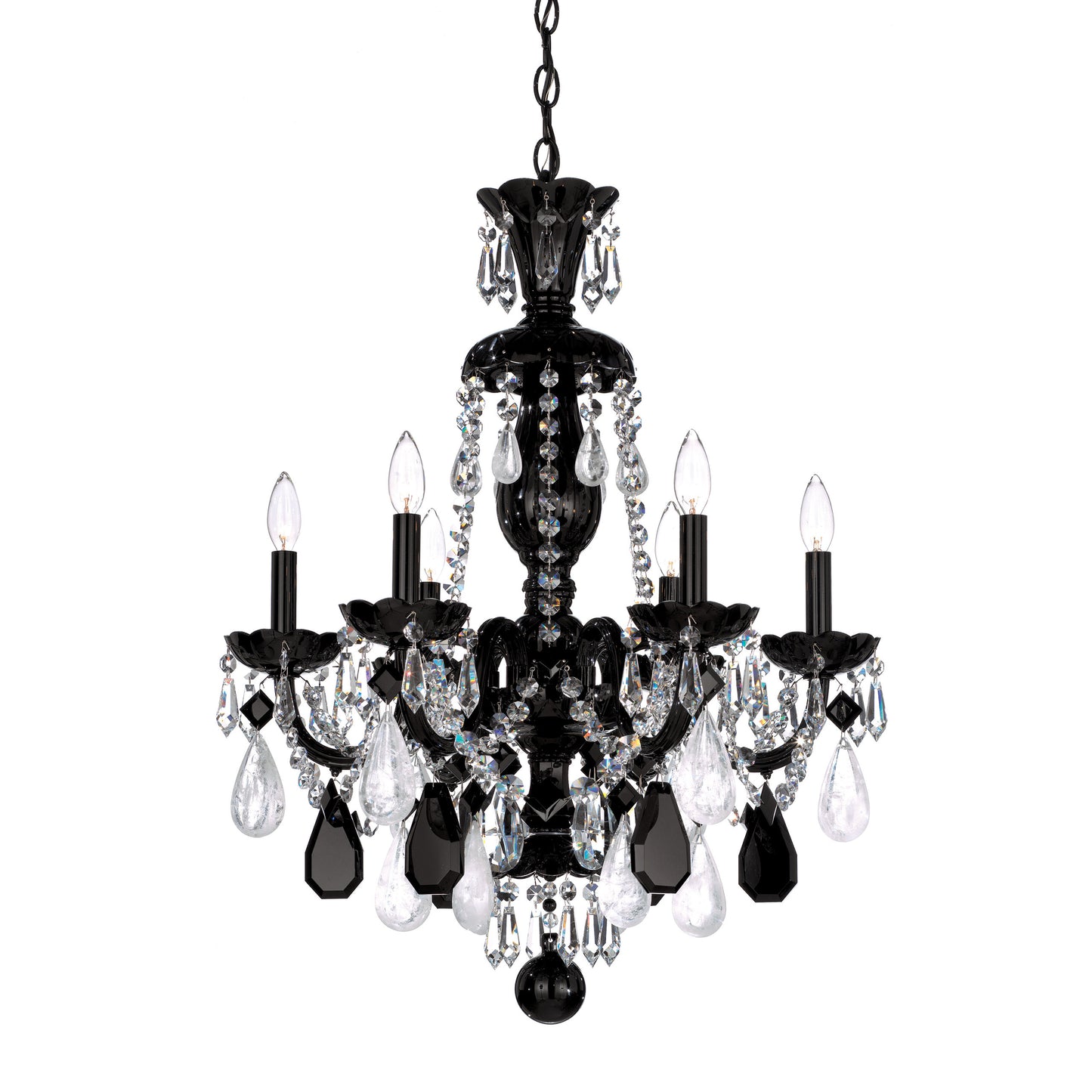 Schonbek 5535BK, 6 Light Crystal Chandelier In Jet BlackBy Schonbek